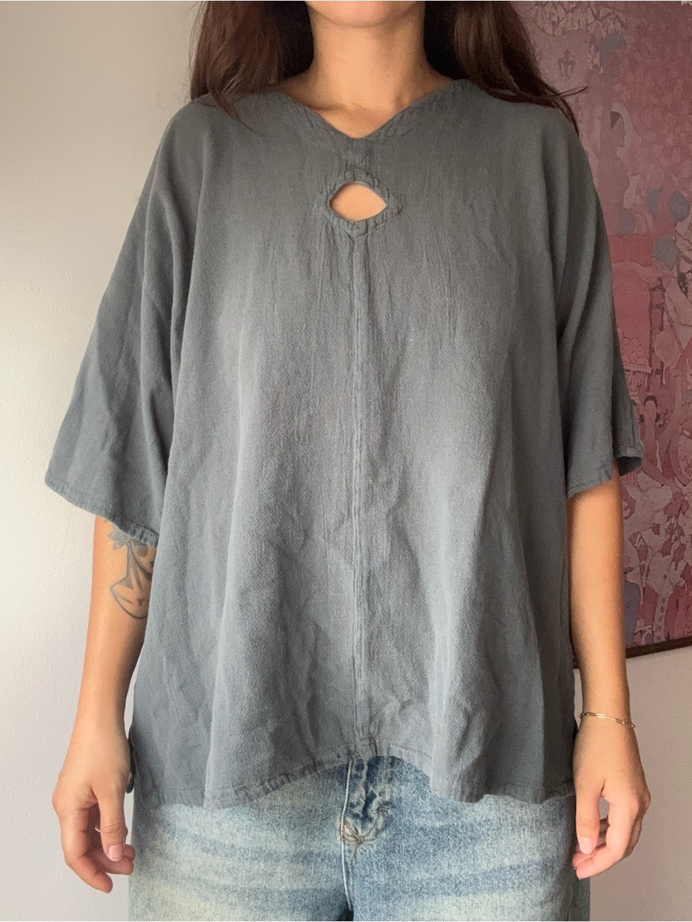 Oh my gauze unique grey top blouse